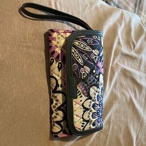 Vera Bradley Purple and Black Floral Wristlet